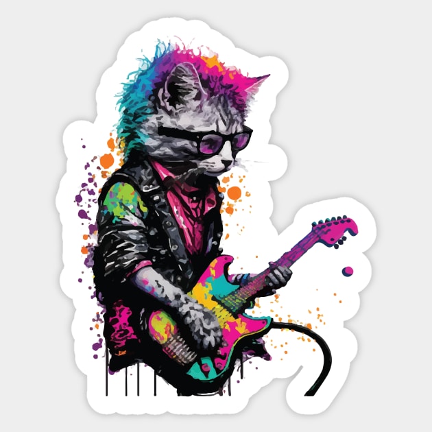 Punk Cat Sticker by MusicianCatsClub